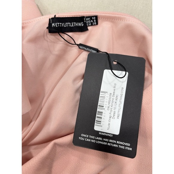 PrettyLittleThing Blush Pink Tie Waist Midi Dress Size 6 NWT Going Out - Picture 7 of 11